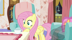 Size: 1280x720 | Tagged: safe, screencap, character:discord, character:fluttershy, species:pony, episode:discordant harmony, g4, my little pony: friendship is magic, clock, cup, fading, teacup, transparent
