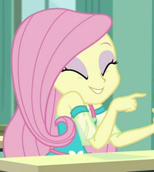 Size: 894x1000 | Tagged: safe, screencap, character:fluttershy, episode:a little birdie told me, g4, my little pony:equestria girls, cute, shyabetes, smiling