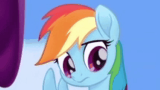 Size: 320x180 | Tagged: safe, screencap, character:rainbow dash, my little pony: the movie (2017), animated, burp, cute, derp, faec, gif, rainbow dash is best facemaker, solo