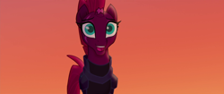 Size: 1920x804 | Tagged: safe, screencap, character:fizzlepop berrytwist, character:tempest shadow, species:pony, species:unicorn, my little pony: the movie (2017), armor, broken horn, cute, dawwww, eye scar, happy, redemption, scar, smiling, solo, tempestbetes