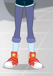Size: 301x433 | Tagged: safe, screencap, character:rainbow dash, episode:good vibes, eqg summertime shorts, g4, my little pony:equestria girls, clothing, converse, cropped, legs, pictures of legs, shoes, sneakers, stars