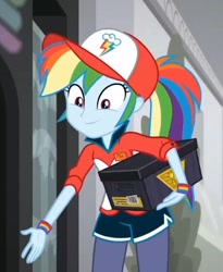 Size: 469x572 | Tagged: safe, screencap, character:rainbow dash, episode:good vibes, eqg summertime shorts, g4, my little pony:equestria girls, cropped, cute, dashabetes, female, helpful, helping, looking at you, looking down, smiling, solo