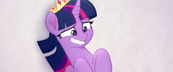Size: 1920x804 | Tagged: safe, screencap, character:twilight sparkle, character:twilight sparkle (alicorn), species:alicorn, species:pony, my little pony: the movie (2017), anxious, crown, faec, gritted teeth, jewelry, lying down, nervous, on back, regalia, solo