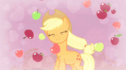 Size: 250x140 | Tagged: safe, screencap, character:applejack, episode:simple ways, g4, my little pony: friendship is magic, animated, apple, apple rain, bedroom eyes, food, gif, out of context, picture for breezies, stupid sexy applejack