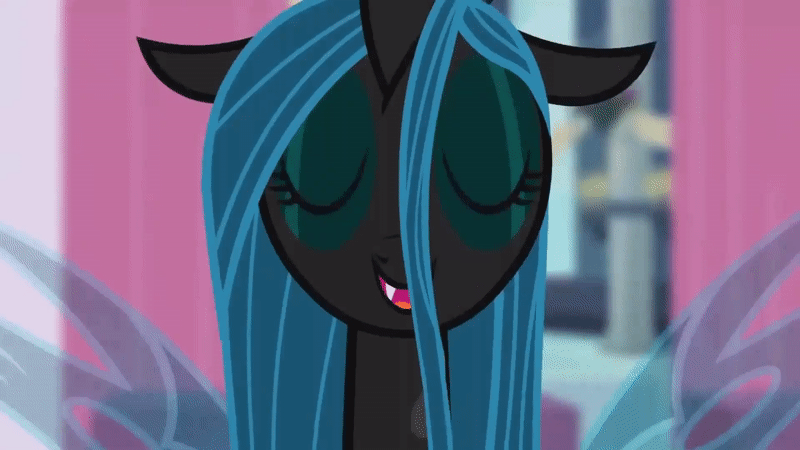Size: 800x450 | Tagged: safe, screencap, character:queen chrysalis, species:changeling, episode:a canterlot wedding, g4, my little pony: friendship is magic, adorkable, animated, bouncing, changeling queen, cute, cutealis, dork, dorkalis, eyes closed, female, gif, happy, hopping, invisible stallion, jumping, loop, open mouth, out of context, perfect loop, pronking, silly, silly pony, smiling, solo
