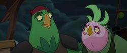 Size: 1920x804 | Tagged: safe, screencap, character:boyle, character:lix spittle, species:anthro, my little pony: the movie (2017), duo, female, looking at each other, male, parrot pirates, pirate