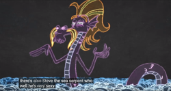 Size: 1399x746 | Tagged: safe, screencap, character:steven magnet, species:sea serpent, chalk drawing, fundamentals of magic✨ w/ princess celestia, meme, sexy, water, youtube caption, youtube link