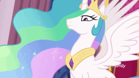 Size: 576x322 | Tagged: safe, screencap, character:princess celestia, species:alicorn, species:pony, equestria girls:forgotten friendship, g4, my little pony:equestria girls, animated, crown, imperfect loop, jewelry, majestic, regalia, solo, stern