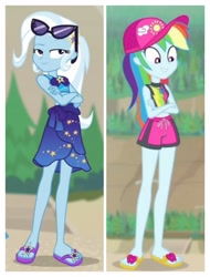 Size: 3106x4096 | Tagged: safe, screencap, character:rainbow dash, character:trixie, equestria girls:forgotten friendship, g4, my little pony:equestria girls, clothing, swimsuit