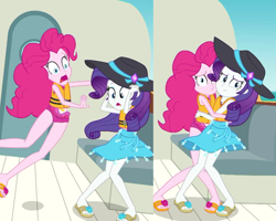 Size: 2560x2048 | Tagged: safe, screencap, character:pinkie pie, character:rarity, episode:the salty sails, g4, my little pony:equestria girls, clothing, cropped, swimsuit