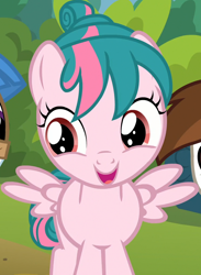 Size: 750x1027 | Tagged: safe, screencap, character:mocha berry, character:pipsqueak, character:tulip swirl, species:pegasus, species:pony, episode:marks and recreation, g4, my little pony: friendship is magic, cropped, female, filly, happy, solo focus