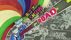 Size: 1920x1080 | Tagged: safe, screencap, character:rainbow dash, episode:get the show on the road, eqg summertime shorts, g4, my little pony:equestria girls, awesome, guitar, hair flip, text, title card