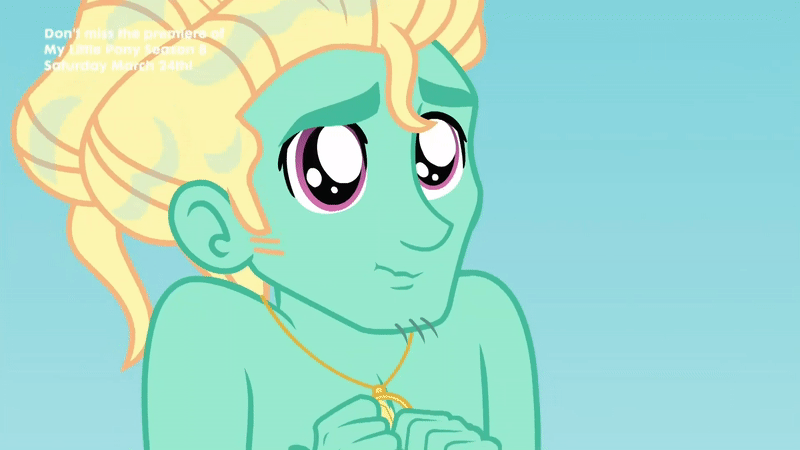 Size: 800x450 | Tagged: safe, screencap, character:zephyr breeze, episode:blue crushed (a.k.a baewatch), g4, my little pony:equestria girls, animated, clothing, cute, partial nudity, puppy dog eyes, solo, topless, zephyr's necklace, zephyrbetes