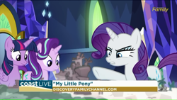 Size: 1280x720 | Tagged: safe, screencap, character:rarity, character:starlight glimmer, character:twilight sparkle, character:twilight sparkle (alicorn), species:alicorn, species:pony, episode:school daze, g4, my little pony: friendship is magic, cutie map, discovery family logo, klugetown