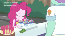 Size: 2208x1242 | Tagged: safe, screencap, character:pinkie pie, episode:too hot to handle, g4, my little pony:equestria girls, geode of sugar bombs, money, snow cone, spoon