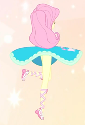 Size: 398x582 | Tagged: safe, screencap, character:fluttershy, episode:so much more to me, g4, my little pony:equestria girls, clothing, cropped, cute, dress, legs, pirouette, shoes, shyabetes, skirt, skirt flip, skirt lift