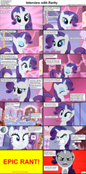 Size: 1282x2589 | Tagged: safe, screencap, character:rarity, character:sweetie belle, character:tom, species:pony, species:unicorn, comic:celestia's servant interview, caption, carousel boutique, comic, female, gritted teeth, homestar runner, interview, mare