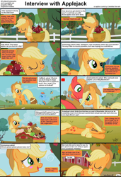 Size: 1282x1876 | Tagged: safe, screencap, character:applejack, character:big mcintosh, species:earth pony, species:pony, comic:celestia's servant interview, caption, comic, female, interview, male, mare, stallion
