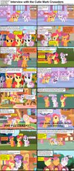 Size: 1282x2948 | Tagged: safe, screencap, character:apple bloom, character:diamond tiara, character:fluttershy, character:scootaloo, character:snails, character:sweetie belle, character:twist, species:earth pony, species:pegasus, species:pony, species:unicorn, comic:celestia's servant interview, adorabloom, caption, carousel boutique, colt, comic, cute, cutealoo, cutie mark crusaders, diasweetes, female, filly, fluttershy's cottage, interview, male, mare