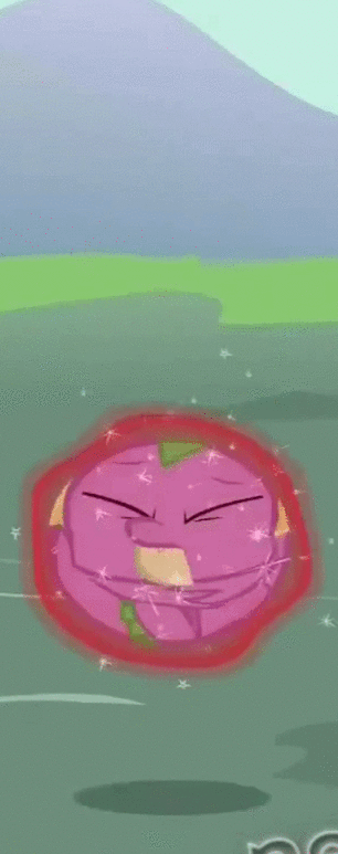 Size: 306x773 | Tagged: safe, screencap, character:spike, species:dragon, episode:magic duel, g4, my little pony: friendship is magic, animated, ball, bouncing, magic, male, morph ball, solo, spall, telekinesis