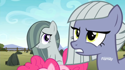 Size: 1920x1080 | Tagged: safe, screencap, character:limestone pie, character:marble pie, character:pinkie pie, episode:the maud couple, g4, my little pony: friendship is magic, discovery family logo, rock farm
