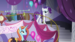 Size: 1920x1080 | Tagged: safe, screencap, character:rarity, character:sassy saddles, boutique, intro