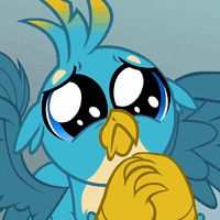 Size: 200x200 | Tagged: safe, screencap, character:gallus, species:griffon, episode:school daze, g4, my little pony: friendship is magic, :<, animated, begging, cropped, cute, dilated pupils, eye shimmer, frown, gallabetes, gif, male, puppy dog eyes, puppy-eyed gallus, reaction image, sad, solo, spread wings, wings
