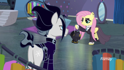 Size: 1280x720 | Tagged: safe, screencap, character:fluttershy, character:snow hope, species:earth pony, species:pegasus, species:pony, episode:fake it 'til you make it, butt, fluttergoth, goth, plot