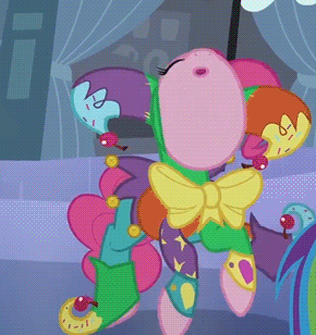 Size: 290x308 | Tagged: safe, screencap, character:pinkie pie, episode:the crystal empire, g4, my little pony: friendship is magic, animated, bratty pie, flugelhorn, i want a flugelhorn!, jester, jester pie, tantrum