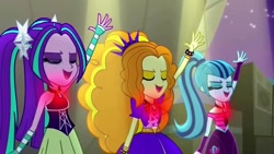 Size: 1280x720 | Tagged: safe, screencap, character:adagio dazzle, character:aria blaze, character:sonata dusk, equestria girls:rainbow rocks, g4, my little pony:equestria girls, gem, singing, siren gem, welcome to the show