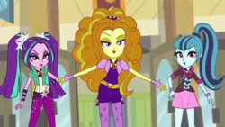 Size: 1280x720 | Tagged: safe, screencap, character:adagio dazzle, character:aria blaze, character:sonata dusk, equestria girls:rainbow rocks, g4, my little pony:equestria girls, battle of the bands, looking at you, singing