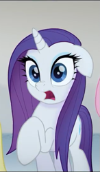 Size: 315x540 | Tagged: safe, screencap, character:rarity, species:pony, species:unicorn, my little pony: the movie (2017), cropped, female, horn, shocked, wet, wet mane, wet mane rarity