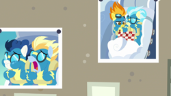 Size: 1920x1080 | Tagged: safe, screencap, character:high winds, character:lightning streak, character:misty fly, character:spitfire, species:pegasus, species:pony, episode:grannies gone wild, g4, my little pony: friendship is magic, chess, clothing, female, goggles, imminent vomiting, male, mare, picture, roller coaster, scared, screaming, stallion, uniform, wonderbolts, wonderbolts uniform, xkcd