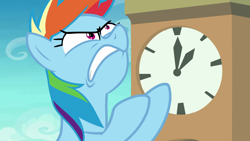 Size: 1920x1080 | Tagged: safe, screencap, character:rainbow dash, episode:grannies gone wild, g4, my little pony: friendship is magic, angry, clock, solo