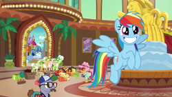 Size: 1920x1080 | Tagged: safe, screencap, character:granny smith, character:rainbow dash, episode:grannies gone wild, g4, my little pony: friendship is magic, smiling