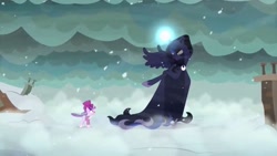 Size: 1280x720 | Tagged: safe, screencap, character:princess luna, character:snowfall frost, character:starlight glimmer, episode:a hearth's warming tail, g4, my little pony: friendship is magic, ice, luna's future, singing, snow, spirit of hearth's warming yet to come