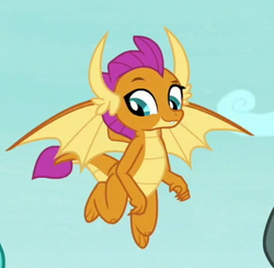 Size: 347x338 | Tagged: safe, screencap, character:smolder, species:dragon, episode:school daze, g4, my little pony: friendship is magic, claws, cropped, dragon wings, dragoness, fangs, female, smiling, solo, spread wings, wings