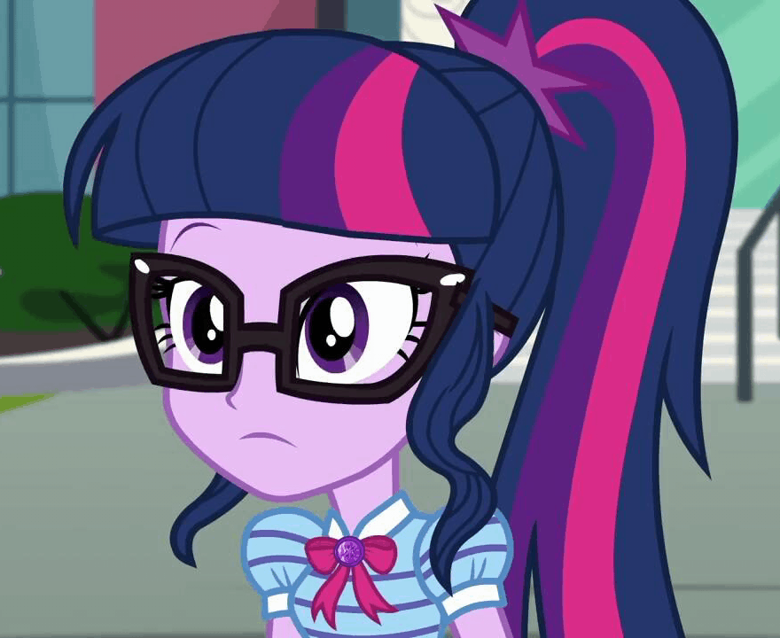 Size: 880x720 | Tagged: safe, screencap, character:twilight sparkle, character:twilight sparkle (scitwi), species:eqg human, episode:text support, g4, my little pony:equestria girls, animated, blinking, cropped, geode of telekinesis, magical geodes, nerd, reaction image, solo