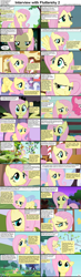 Size: 1282x4376 | Tagged: safe, screencap, character:fluttershy, character:opalescence, character:pinkie pie, character:rainbow dash, species:earth pony, species:pegasus, species:pony, comic:celestia's servant interview, caption, comic, female, interview, mare
