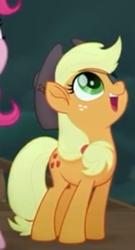 Size: 220x406 | Tagged: safe, screencap, character:applejack, species:earth pony, species:pony, my little pony: the movie (2017), clothing, cropped, cute, eyepatch, female, hat, jackabetes, pirate applejack