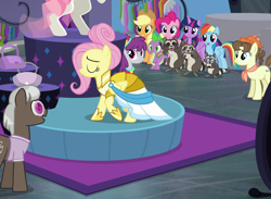 Size: 1472x1079 | Tagged: safe, screencap, character:applejack, character:fluttershy, character:pinkie pie, character:pinot noir, character:rainbow dash, character:spike, character:twilight sparkle, character:twilight sparkle (alicorn), species:alicorn, species:pony, episode:fake it 'til you make it, cropped, pegasus olsen, peggy holstein, raccoon, regular show, rigby, smoky, smoky jr., softpad, warrior of inner strength, warriorshy