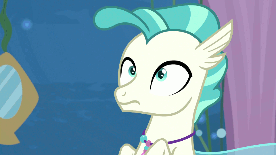 Size: 960x540 | Tagged: safe, screencap, character:terramar, species:seapony (g4), episode:surf and/or turf, g4, my little pony: friendship is magic, animated, embarrassed, male, solo, terrabetes, underwater, wide eyes