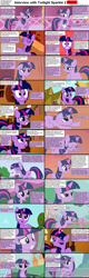 Size: 1282x4019 | Tagged: safe, screencap, character:twilight sparkle, species:pony, species:unicorn, comic:celestia's servant interview, caption, comic, female, hilarious in hindsight, interview, mare, solo