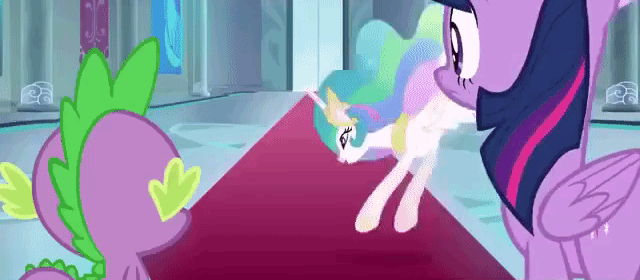 Size: 640x280 | Tagged: safe, screencap, character:princess celestia, character:spike, character:twilight sparkle, character:twilight sparkle (alicorn), species:alicorn, species:dragon, species:pony, episode:horse play, g4, my little pony: friendship is magic, animated, blinking, confused, cute, cutelestia, eyes closed, female, frown, grin, happy, hnnng, horses doing horse things, jumping, majestic as fuck, male, mare, open mouth, prancelestia, prancing, pronking, sillestia, silly, smiling, weapons-grade cute