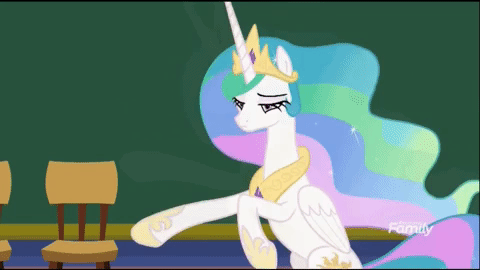 Size: 480x270 | Tagged: safe, screencap, character:princess celestia, species:alicorn, species:pony, episode:horse play, g4, my little pony: friendship is magic, animated, charades, female, mare, sillestia, silly, silly pony, wide eyes