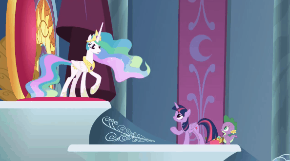 Size: 594x331 | Tagged: safe, screencap, character:princess celestia, character:spike, character:twilight sparkle, character:twilight sparkle (alicorn), species:alicorn, species:pony, episode:horse play, g4, my little pony: friendship is magic, :o, animated, confused, cute, cutelestia, dancing, discovery family logo, excited, eye contact, eyes closed, flying, frown, grin, happy, hnnng, looking at each other, majestic as fuck, open mouth, prancelestia, prancing, pronking, raised hoof, raised leg, smiling, spread wings, trotting, trotting in place, weapons-grade cute, wide eyes, wings, worried