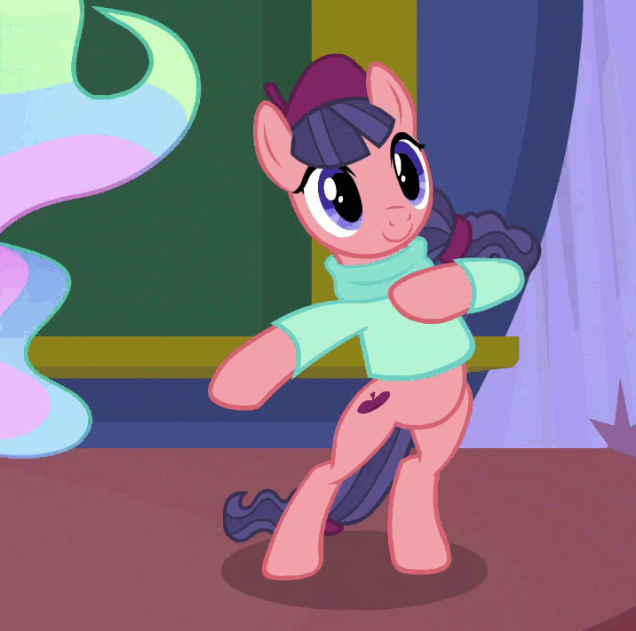 Size: 716x711 | Tagged: safe, screencap, character:princess celestia, character:raspberry beret, episode:horse play, g4, my little pony: friendship is magic, acting, animated, bipedal, cropped, offscreen character, skiing, solo focus