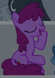Size: 328x464 | Tagged: safe, screencap, character:berry punch, character:berryshine, character:dark moon, character:fancypants, character:graphite, species:pony, episode:horse play, g4, my little pony: friendship is magic, animated, berrybetes, cropped, cute, no sound, solo focus, webm