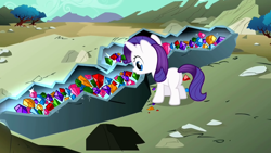Size: 1280x720 | Tagged: safe, screencap, character:rarity, species:pony, species:unicorn, episode:the cutie mark chronicles, g4, my little pony: friendship is magic, blank flank, female, filly, filly rarity, gem, geode, solo, younger
