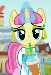 Size: 546x798 | Tagged: safe, screencap, character:carbon fizz, species:pony, episode:the parent map, g4, background pony, cropped, drinking, solo